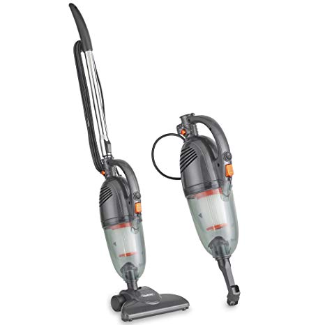 VonHaus Gray 2 in 1 Corded Lightweight Stick Vacuum and Handheld Vacuum Cleaner Bagless with HEPA Filtration, Crevice Tool and Brush Accessories - Ideal for Hardwood Floors