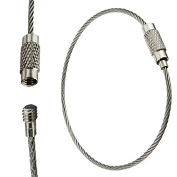 Water & Wood Cable Key Ring Stainless Steel Wire Chain Holder (Pack of 10)