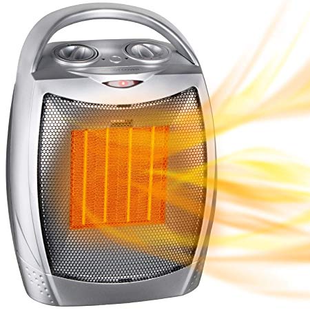 1500W / 750W Ceramic Space Heater with Overheat Protection & Tip-Over Protection, Portable Heater with Thermostat Control for Office