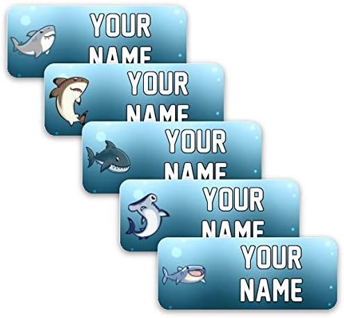 Oliver's Labels Original Labels, 40 Durable Personalized Name Labels & Tags (Sharks)