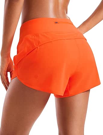 CRZ YOGA Mid Waisted Running Shorts for Women Soft Gym Athletic Workout Shorts with Zipper Pocket Liner Quick Dry