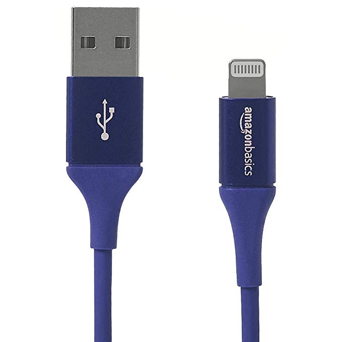 AmazonBasics USB A Cable with Lightning Connector, Premium Collection - 6 Feet (1.8 Meters) - Single - Blue