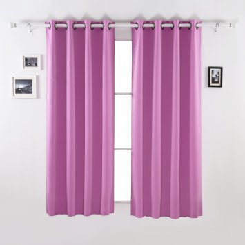 Deconovo Room Darkening Thermal Insulated Blackout Grommet Window Curtain Panel For Living Room Fuchsia Pink52x63-Inch 1 Pair