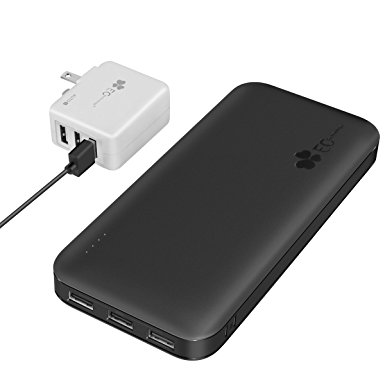 [4A Wall Charger Included] Power Bank EC Technology 26800mAh Dual Input Port (4A) Portable Charger External Battery Pack With AUTO IC, 3 USB Ports (5.5A) for iPhone 8 8 plus iPhone X, iPad, Samsung, Nexus, HTC and More- Black