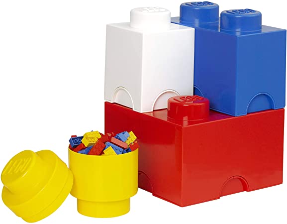 LEGO (Red, Blue, Yellow, White Storage Box Brick Multipack 4 Set Mix