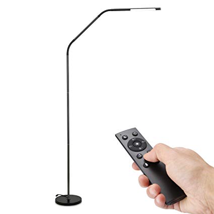 LE 6W LED Floor Lamp, Height Adjustable with Flexible Gooseneck Joints, Dimmable, 3000K-6000K Tunable, 500lm, Touch Switch or Remote Control Night Light, Black Iron Standing Reading Light for Living Room Bedroom Office