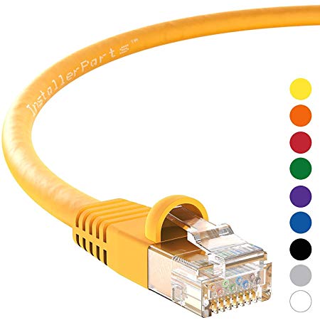 InstallerParts Ethernet Cable CAT6 Cable UTP Booted 8 FT - Yellow - Professional Series - 10Gigabit/Sec Network/High Speed Internet Cable, 550MHZ