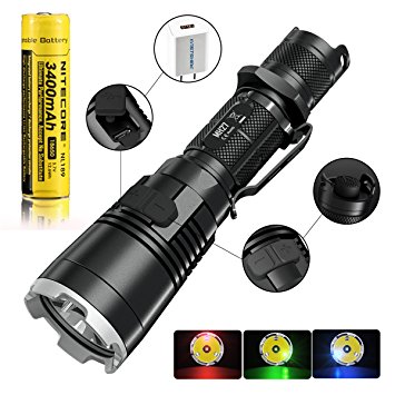 Bundle: Nitecore MH27 CREE XP-L HI V3   RGB 1000Lm USB Rechargeable Tactical Flashlight by 3400mAh 18650 Battery With EASTSHINE CW1 Wall Adapter EB182 Battery Case