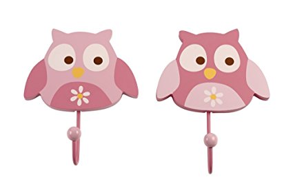 NoJo Wall Hooks, Owl, 2 Count