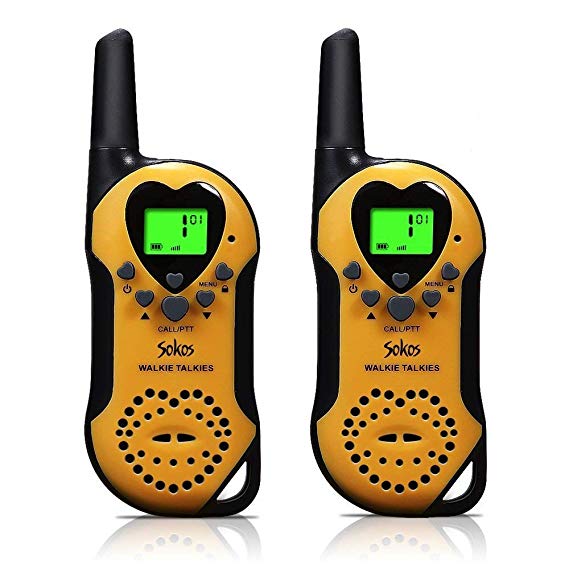 Walkie Talkies for Kids, 22 Channel Child Walkie Talkies 2 Way Radio 3 Miles (Up to 5Miles) FRS Handheld Walkie Talkie for Kids (Yellow)