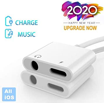 Headphones Adapter for iPhone 3.5mm Audio Cable Dongle Jack Splitter Aux Cord for Phone Headphone   Charge/Car Charger Compatible with iPhone 7/7P/8/8P/X/Xs Max/XR/11/SE Support All iOS