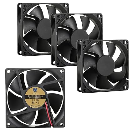 4 Pack 80mm Fan 24V Power Supply GPU CPU Mini Cooling Fans Brushless Dual Ball Bearing Low Noise, 80mmx80mmx25mm 2PIN