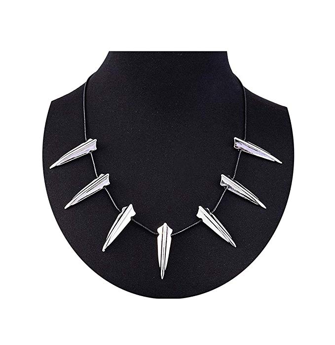 LEECCO Chic Stainless Steel Necklace for Black Panther Cosplay New Wakanda King T'Challa Pendant Necklace Halloween Party