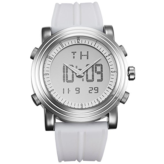 SINOBI Men’s Analog Digital Watch LED Multifunction Sport Wrist Watch with Alarm Stopwatch and Rubber Strap