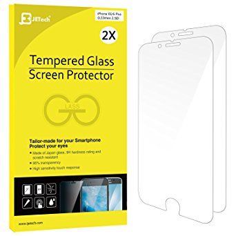 iPhone 6s Plus Screen Protector, JETech 2-Pack Premium Tempered Glass Screen Protector Film for Apple iPhone 6 Plus and iPhone 6s Plus Newest Model 5.5 - 0813