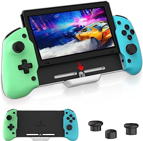 NexiGo Switch Controller for Handheld Mode, Ergonomic Controller for Nintendo Switch with 6-Axis Gyro, Dual Motor Vibration, Compatible with All Games of Switch, Not for OLED, Island Village