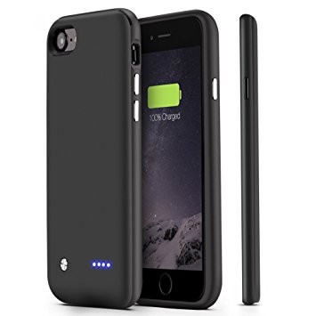 iPhone 7 Battery Case,U-good 3000mAh Ultra Slim(12 mm) Lightweight(2.5 oz) Extended Battery Case for iPhone 7(4.7 inch) Charging Case Portable Charger Extended Battery Pack Power Case Juice Pack-Black