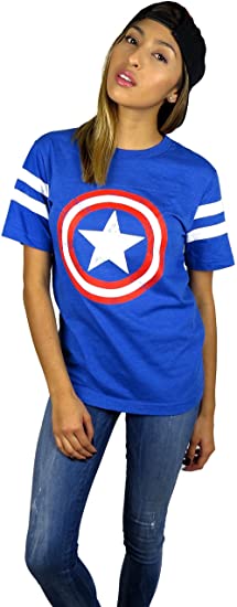 Marvel Womens Captain America Logo Varsity Football Tee