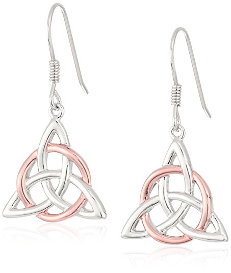 Sterling Silver Celtic Triquetra Knot Triangle Drop Wire Earrings