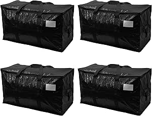 ZOBER Extra Large Moving Bags, Heavy-Duty Water-Resistant Storage Bags with Dual Zippers & Carrying Handles, 4 Pack, 27"L x 14"W x 15"H