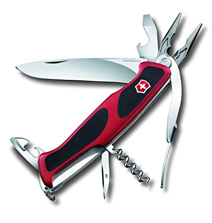 Victorinox Ranger Grip 74 Swiss Army Pocket Knife - Red/Black,  Large