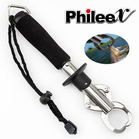 Phileex Portable Fish Lip Grabber Gripper Grip Tool Stainless Steel Fishing Gear 15KG and 30 Pound with weight Scale