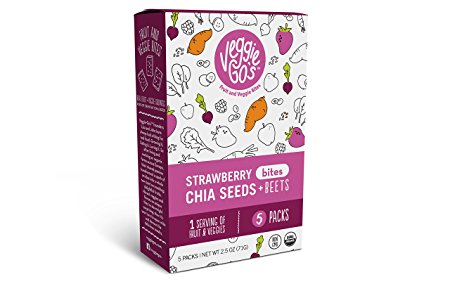 Veggie-Go's Organic Fruit Snack Bites Strawberry Chia (5 Packs - Net Wt. 2.5 oz.)