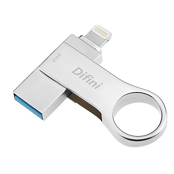 IOS Flash Drive, USB Flash Drive for iPhone 64 GB Memory Stick with Lightning Adapter, Apple Thumb Drive for iPhone X/iPad/iPod/Mac/PC/iOS