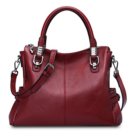 S-ZONE Women's Vintage Genuine Leather Tote Shoulder Bag Top-handle Crossbody Handbags Ladies' Purse