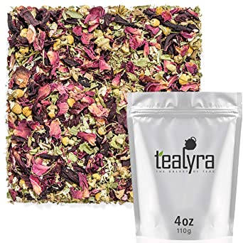 Tealyra - Botanic Bouquet - Hibiscus - Chamomile - Lemon Verbena - Herbal Loose Leaf Tea - Calming and Relaxing Bed Time - Caffeine Free - All Natural - 112g (4-ounce)