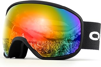 Odoland Snow Ski Goggles, OTG Snowboard Goggles for Men Women and Youth, Anti-Fog UV400 Protection and Helmet Compatible