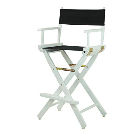 Casual Home 30" Director's Chair White Frame-with Black Canvas, Bar Height