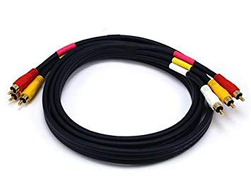 Monoprice 6ft Triple RCA Stereo Video Dubbing Composite Cable (3 x RG59U)