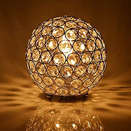 Floodoor Crystal Spherical Table Lamp Silver Decorative Bedside Desk lamp for Bedroom,Dining Room , Living Room, Kitchen