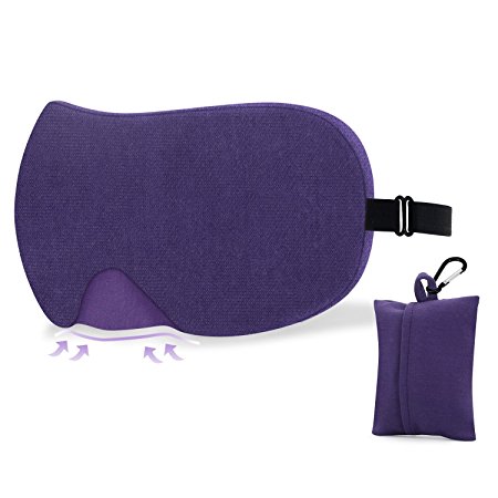 Cotton Sleeping Mask for Eyes - 100% Blindfold Sleep Mask for Women/ Men, Comfortable & Smooth With Adjustable Strap, No Pressure On Your Eye, Great for Travel/Nap/Night's Sleeping (Purple)