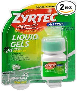 Zyrtec Antihistamine 10 mg Liquid Gels - 25 ct, Pack of 2