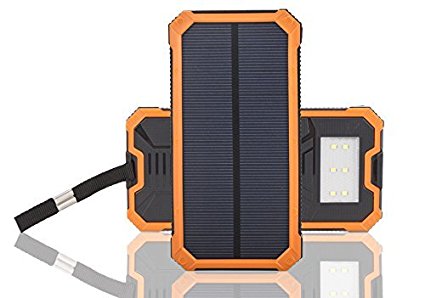 Solar Charger,SOMAN® 15000mAh Solar Panel Charger Portable Power Bank with 6 Energy-saving LED lamps & Dual USB Output Solar Powered Battery Charger for Iphone,Samsung,Android,Ipad,HTC,Nexus Smartphone,Gopro Camera, GPS and Tablets (Orange)