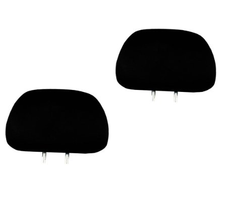 2x Solid Black Universal Headrest Covers for Cars Trucks and Cover Dvd tv Monitors - Set of 2