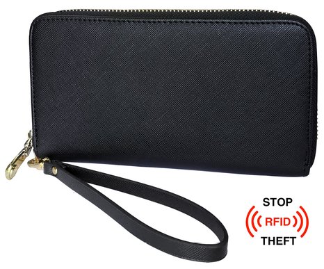 Womens RFID Blocking Leather Wallet Credit Card Holder Purse Clutch Organizer