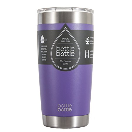 Bottlebottle 20 oz Insulated Tumbler Cup Stainless Steel Travel Coffee Mug, Wisteria Purple