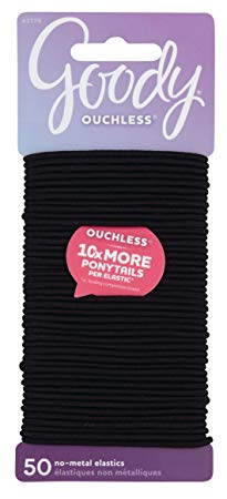 Goody Women's Ouchless Elastics, Black, 50 Count, 2MM for Finer Hair