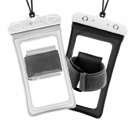 Waterproof Case, 2 Pack F-color Transparent Dry Case with Armband Perfect for Rafting Kayaking, Swimming, Boating, Fishing, Skiing, Protect iPhone 6S Plus SE, Galaxy S6 S7 Edge, LG G5 etc. Black White