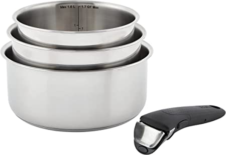 T-fal Ingenio Preference Stainless Steel Cookware Set-Sauce Pans & Removable Handle, 4 piece