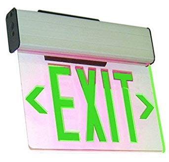 Ciata Lighting Single Face Edge Lit Emergency Exit Sign with Battery Backup - Clear Panel (Green)