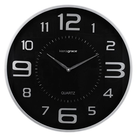 Kiera Grace Austin Wall Clock, 18 Inch, 1.75 Inch Deep - Silver