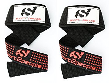 Sport2People Professional Weight Lifting Straps with Silicone Grip, Improve your lifting with Wrist Wraps, Support for Crossfit, Bodybuilding, Deadlift, Strength Training - Made from Durable Cotton