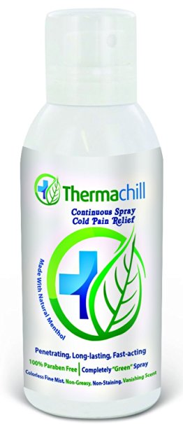 ThermaChill Pain relief spray- Made with natural menthol- Top Choice for Plantar Fasciitis, Tendonitis, Bursitis & Mild rheumatoid arthritis treatment (4 fl oz.)
