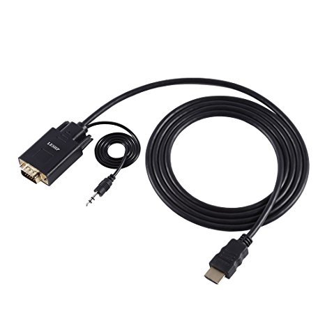 HDMI to VGA Adapter Cable LESHP HD 1080P HDMI to VGA Male to Male Audio Cable Adapter Converter 6 Feet/1.8 M with Gold Plated Active Video Adapter Cable Audio Cable for PC TV HD Monitor Laptop
