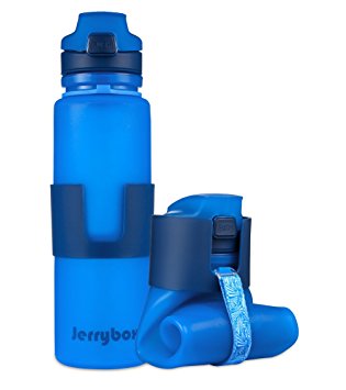 JerryBox Collapsible Sports Water Bottle Leak Proof Silicone Foldable Sports Bottle, for Outdoors, Travel, Camping, Picnic