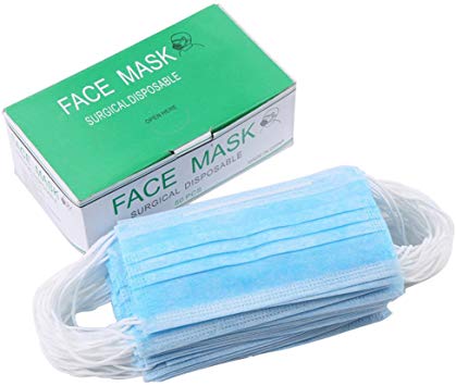 CHRISLZ 50 pcs Dentist Mask, Disposable Mask Blue Nonwoven Mask 3 Plys Dust Filter Mask Medical Surgical Face Mask